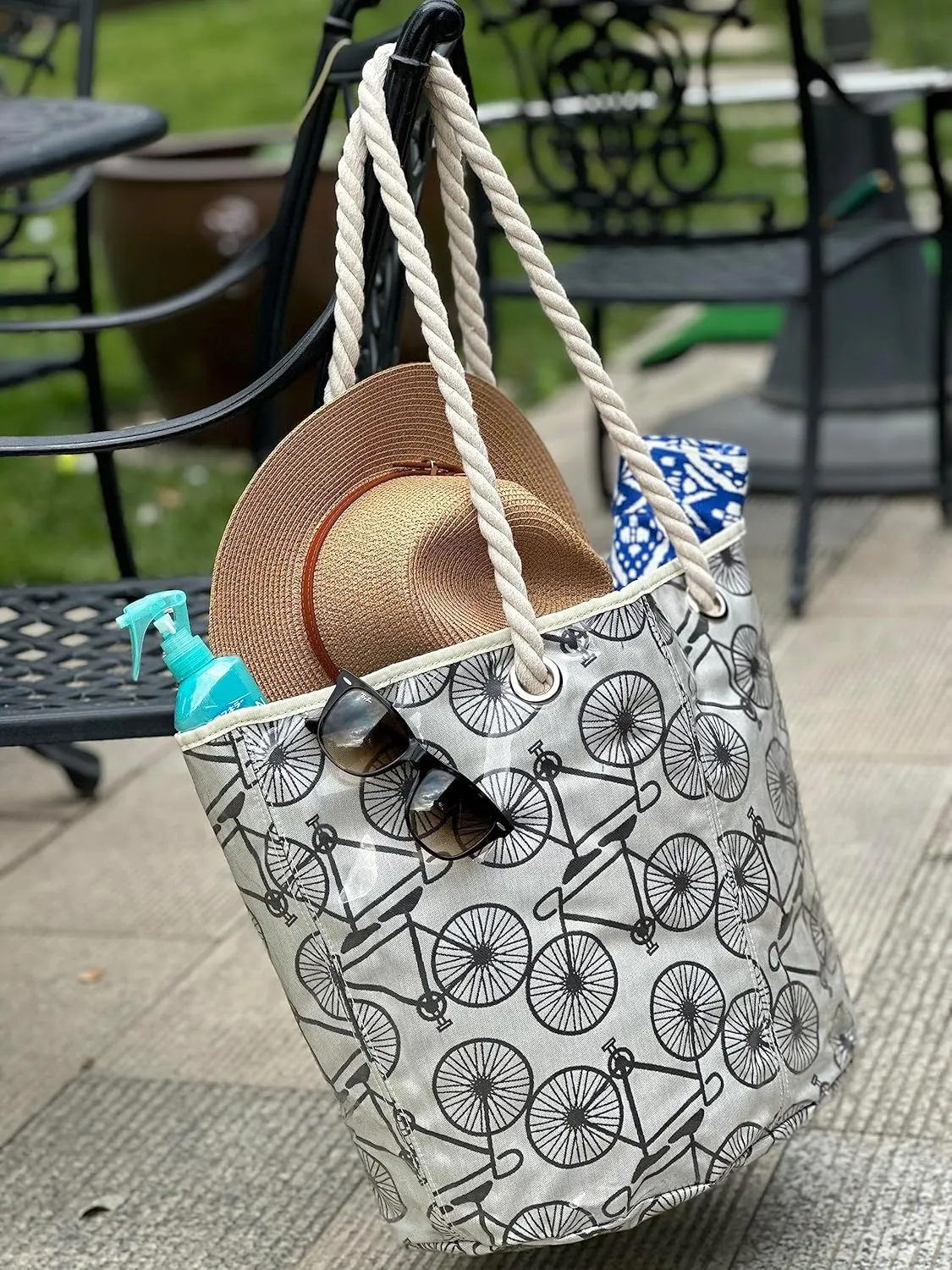 XL-Beach Tote Bag For Women and Swimming Pool Bag. Has External Transparent Waterproof And Sand Proof Layer
