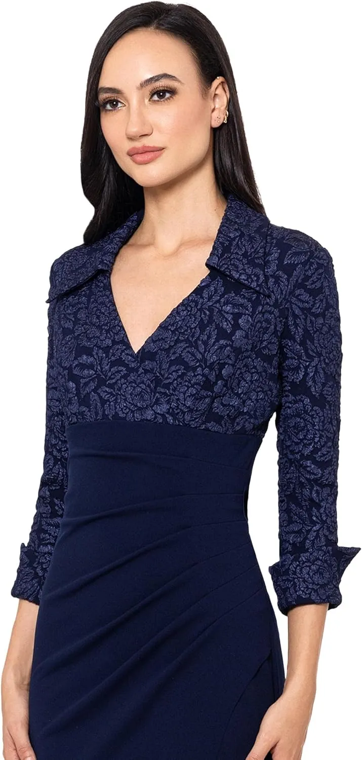 Xscape Women's The Beautiful Jacquard Top with Long Sleeves Creates a Flattering Yet Elegant Look