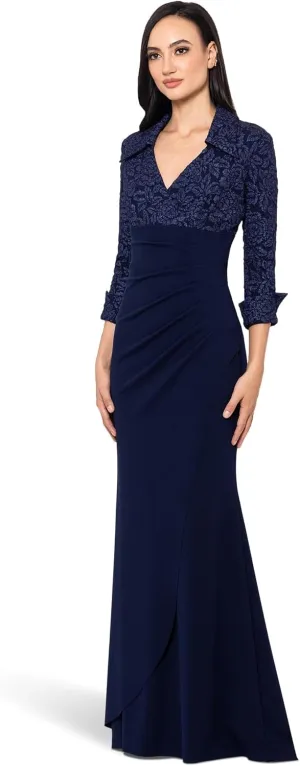 Xscape Women's The Beautiful Jacquard Top with Long Sleeves Creates a Flattering Yet Elegant Look