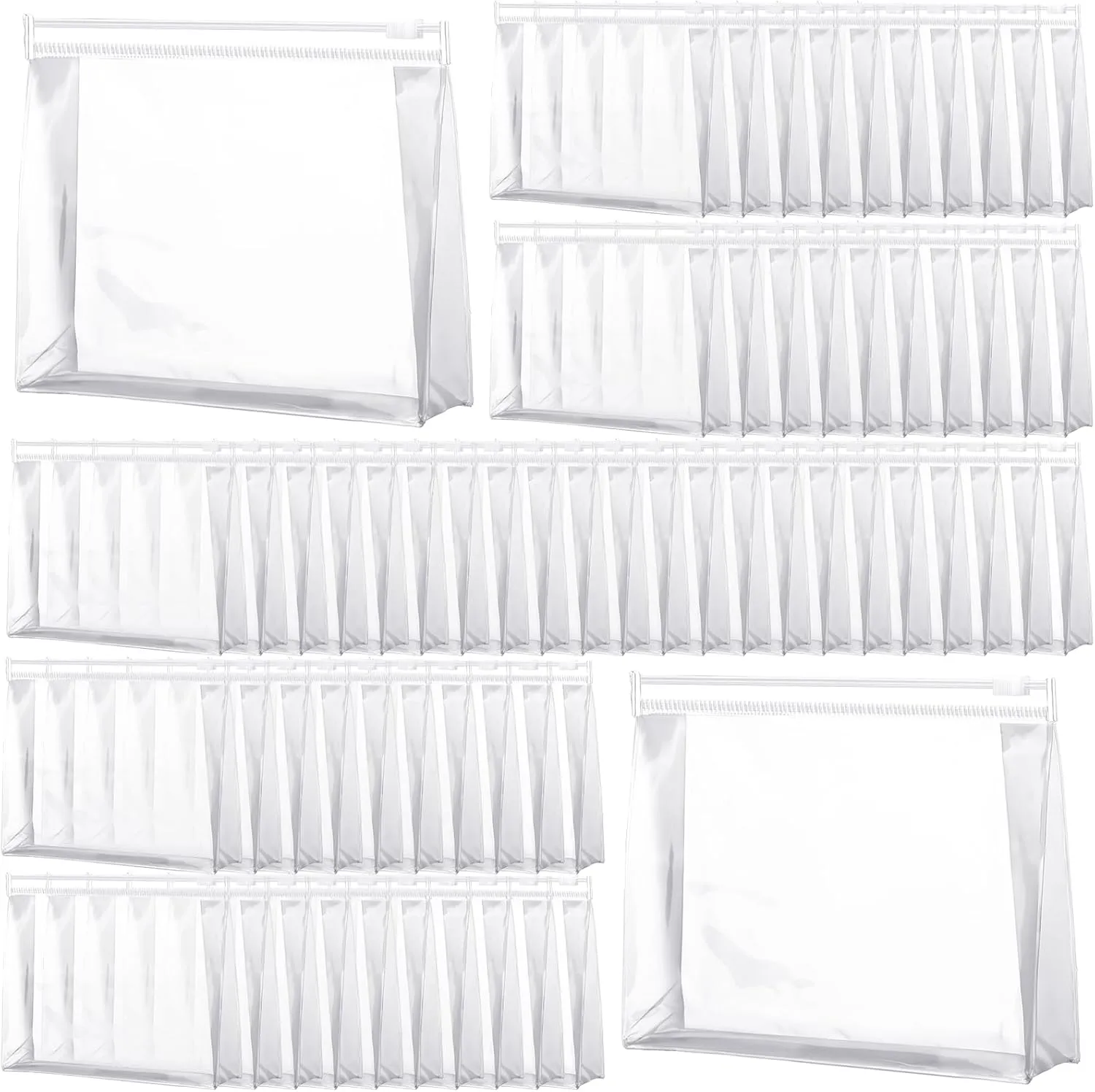 Xuniea 100 Pcs Mini Clear Makeup Bag PVC Small Travel Toiletry Organizer Pouches Bulk Waterproof Transparent Plastic Cosmetic Bag with Zipper for Women Men Travel(7.9'')