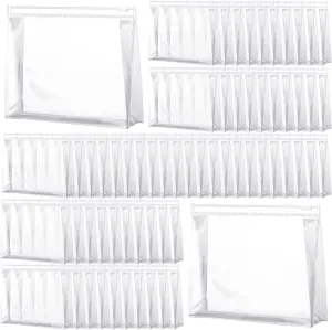 Xuniea 100 Pcs Mini Clear Makeup Bag PVC Small Travel Toiletry Organizer Pouches Bulk Waterproof Transparent Plastic Cosmetic Bag with Zipper for Women Men Travel(7.9'')
