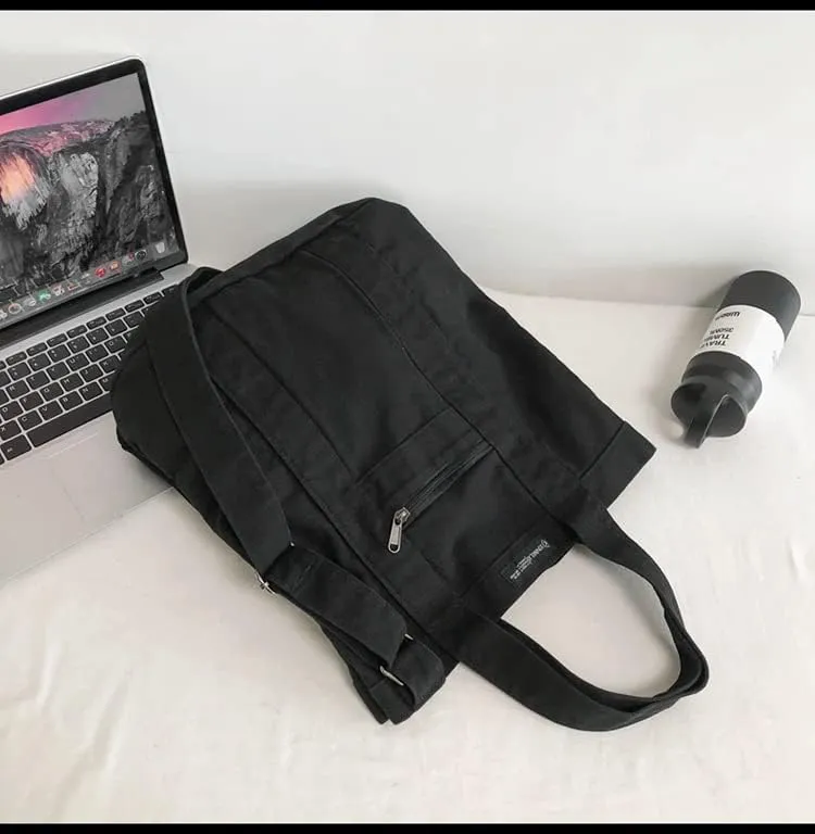 Y2k Grunge Gothic Tote Bag Aesthetic Japanese Harajuku Handbag Dark Hippie Punk Shoulder Bag Vintage Satchel Purse (Black,One size)