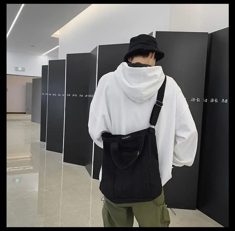 Y2k Grunge Gothic Tote Bag Aesthetic Japanese Harajuku Handbag Dark Hippie Punk Shoulder Bag Vintage Satchel Purse (Black,One size)
