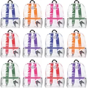 Yacht & Smith 12 Pack Clear Transparent Backpacks, Bulk 17 inch Lightweight Outdoor Travel Gym Corporate Events Bag