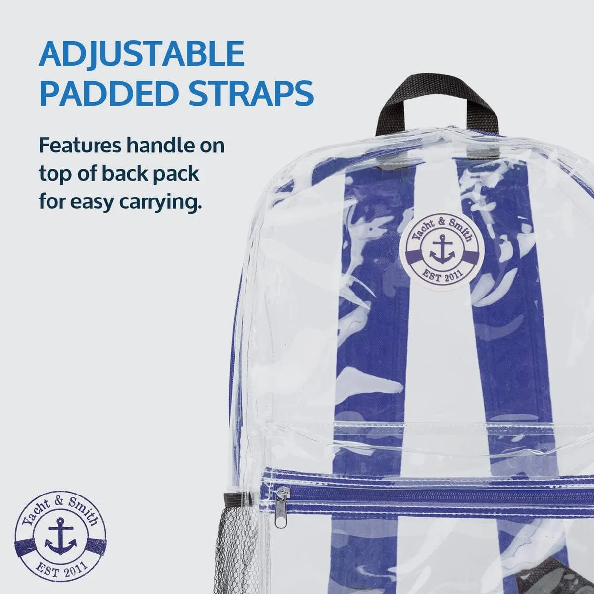 Yacht & Smith 12 Pack Clear Transparent Backpacks, Bulk 17 inch Lightweight Outdoor Travel Gym Corporate Events Bag