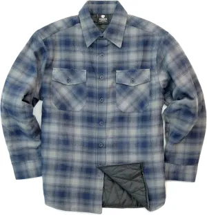 YAGO Men's Quilted Lining Button Up Plaid Flannel Shirt Jacket with Side Pockets