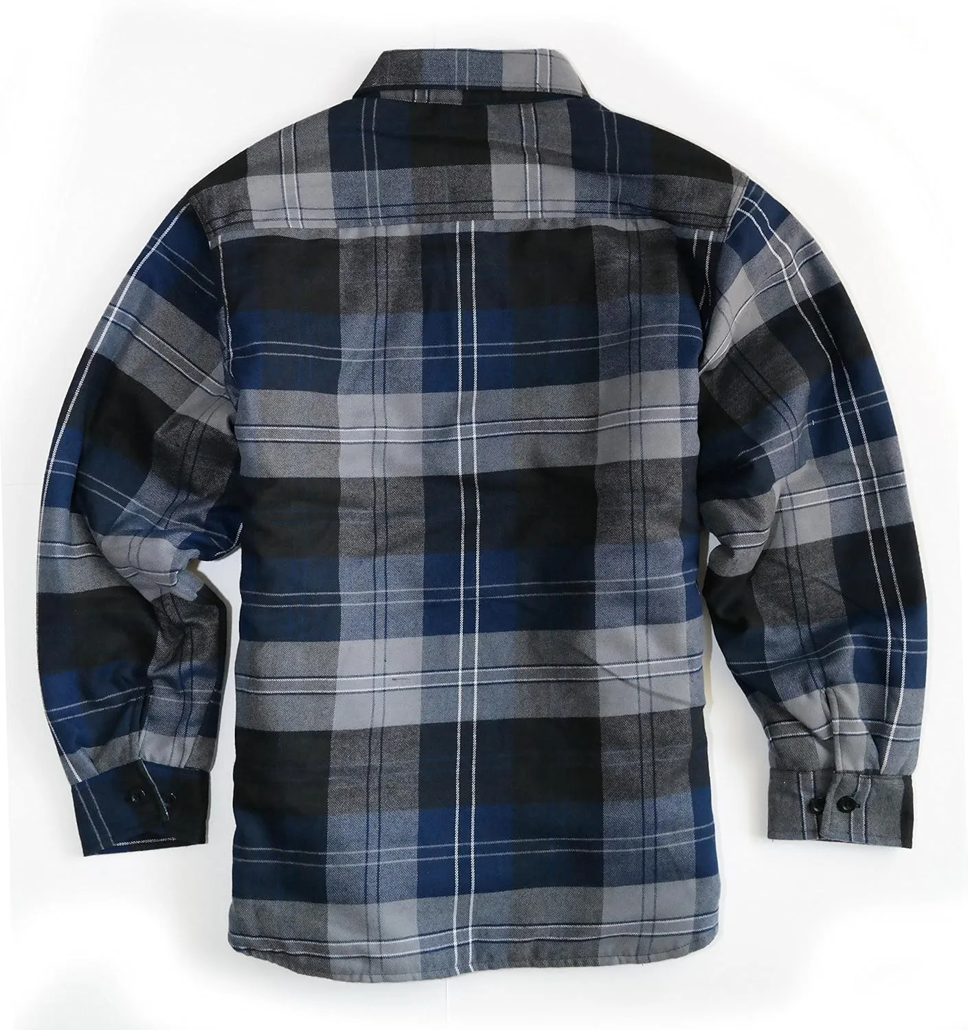 YAGO Men's Quilted Lining Button Up Plaid Flannel Shirt Jacket with Side Pockets