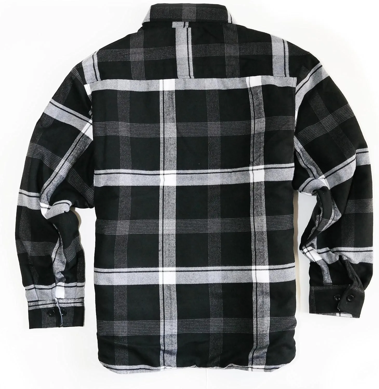 YAGO Men's Quilted Lining Button Up Plaid Flannel Shirt Jacket with Side Pockets
