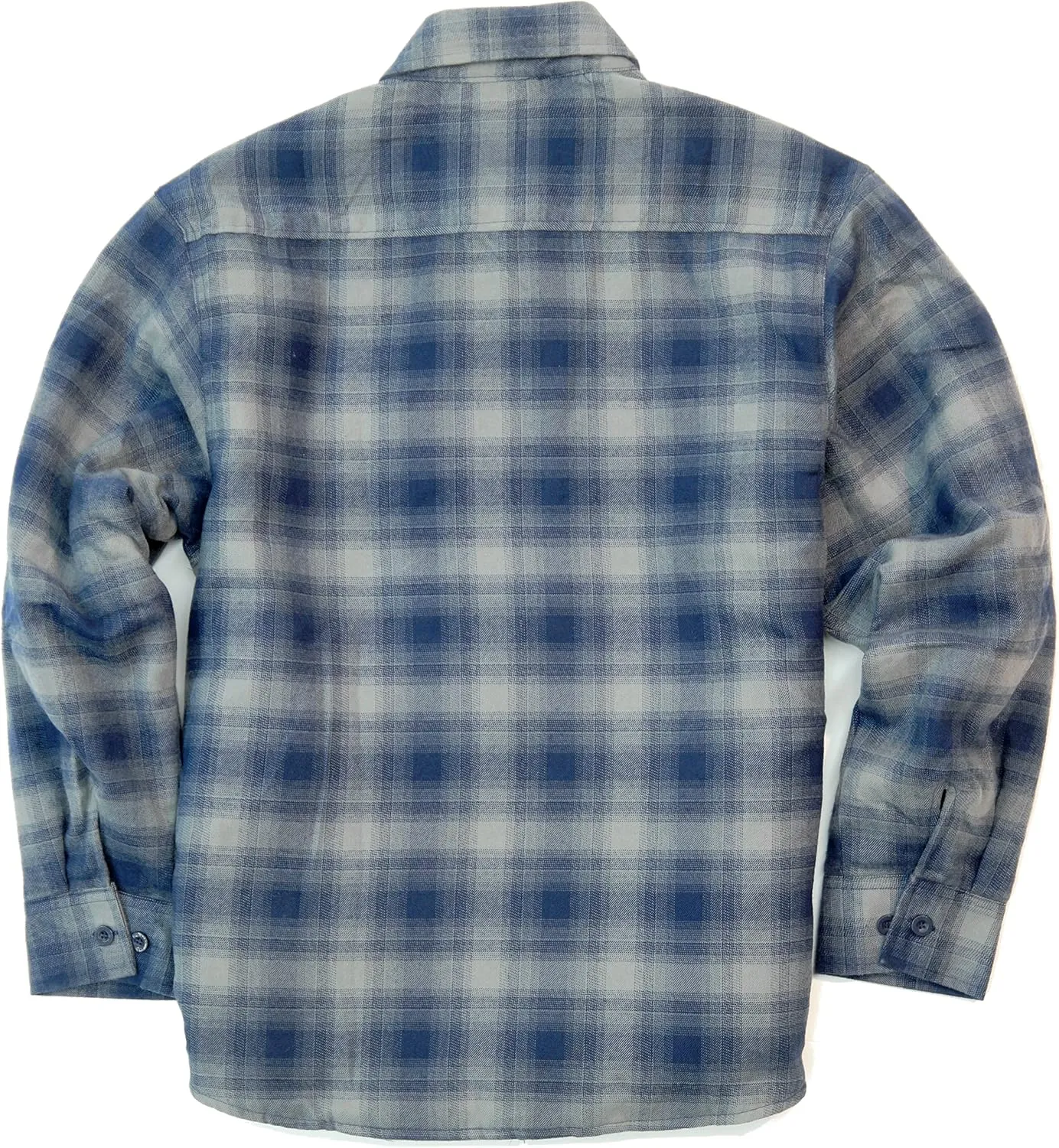 YAGO Men's Quilted Lining Button Up Plaid Flannel Shirt Jacket with Side Pockets