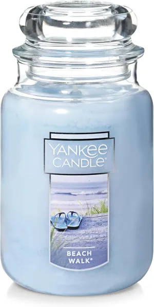 Yankee Candle Beach Walk Scented, Classic 22oz Large Jar Single Wick Candle, Over 110 Hours of Burn Time, Multicolored