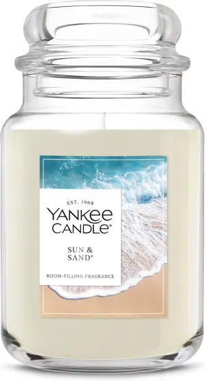 Yankee Candle Large Jar Scented Candle with up to 150 Hour Burn Time, Soy Wax Blend for Cleaner Consistent Burn, 22 oz Jar Candle with Room Filling Fragrance, Sun & Sand