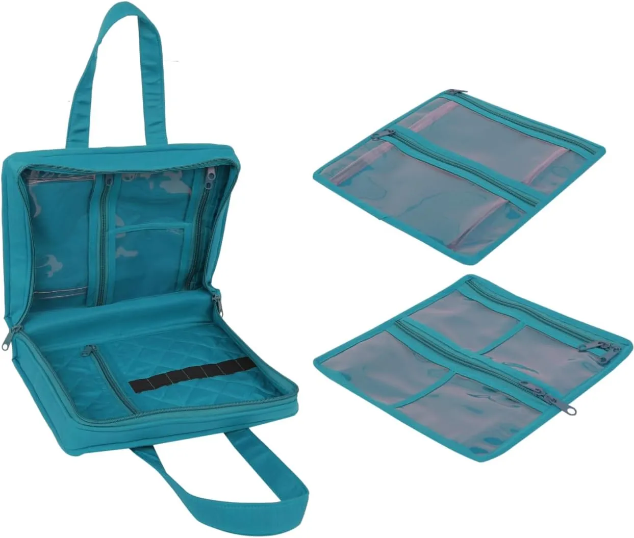 Yazzii Sewing Notions Tote Bag- Portable Sewing Accessories Organizer w Detached Sleeves- Aqua