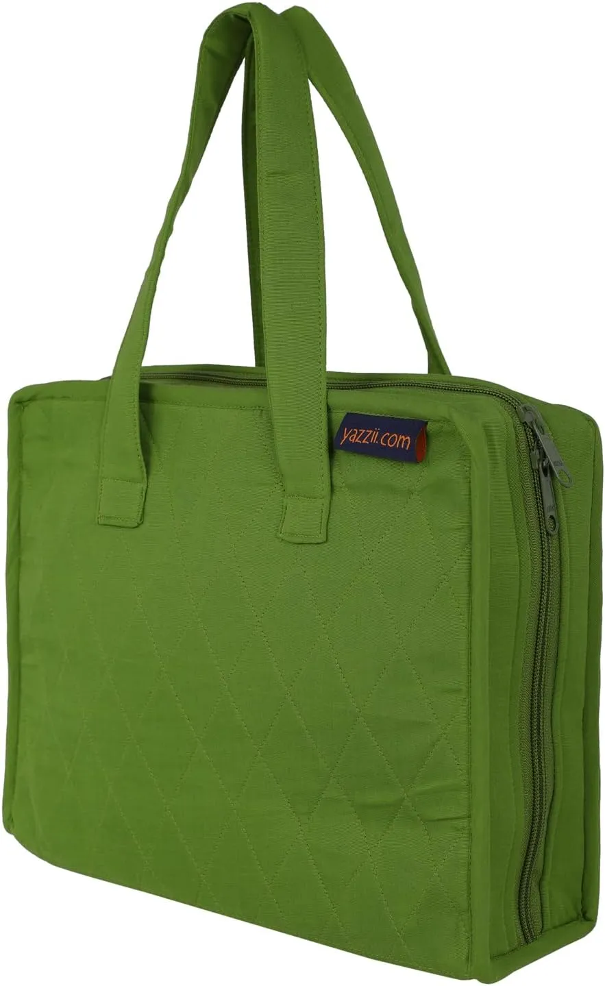 Yazzii Sewing Notions Tote Bag- Portable Sewing Accessories Organizer w Detached Sleeves -Green