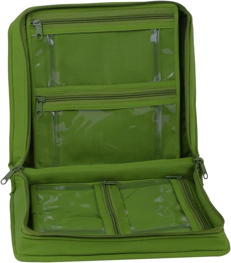 Yazzii Sewing Notions Tote Bag- Portable Sewing Accessories Organizer w Detached Sleeves -Green