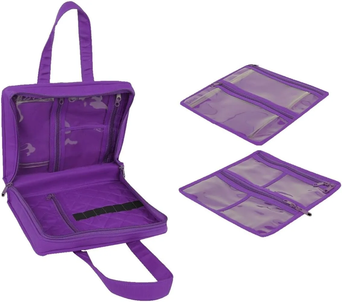 Yazzii Sewing Notions Tote- Portable Sewing Accessories Organizer w Detached Sleeves -Purple