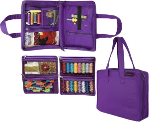Yazzii Sewing Notions Tote- Portable Sewing Accessories Organizer w Detached Sleeves -Purple