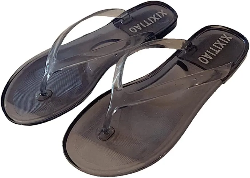 YIBLBOX Women's Flip Flops Transparent Beach Sandals and Slippers Pool Bath Slippers
