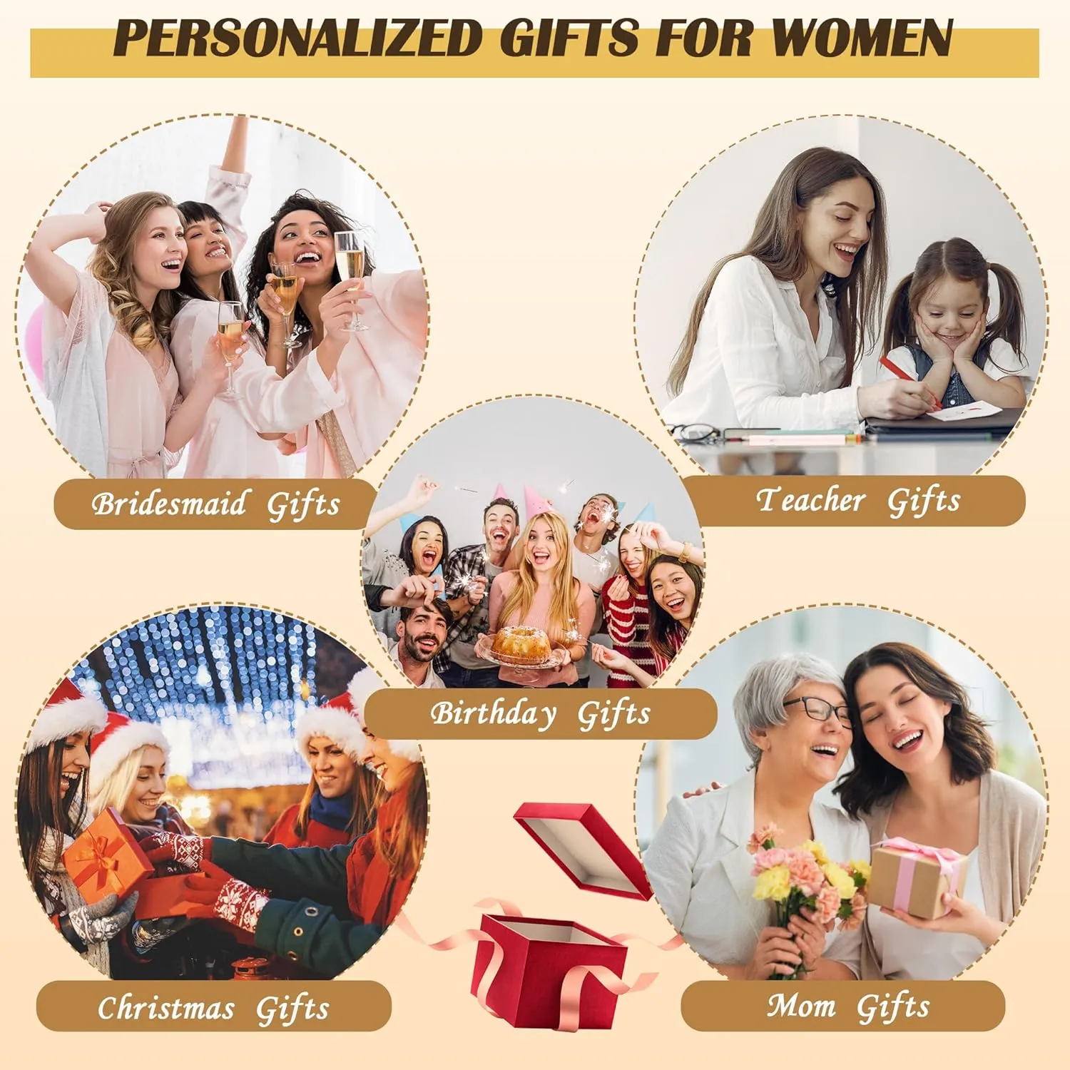 YOOLIFE Mothers Day Gifts - Initial Jute Tote Bag & 2 Makeup Bags Personalized Gifts for Women Teacher Mom Friend Birthday
