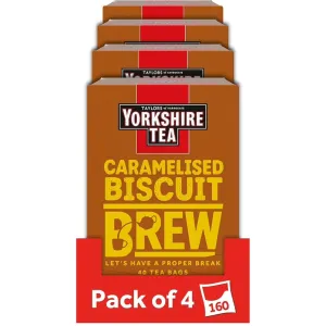 Yorkshire Tea Caramelised Biscuit Brew Flavoured Tea Bags, Pack of 4 (Total of 160 Tea Bags)
