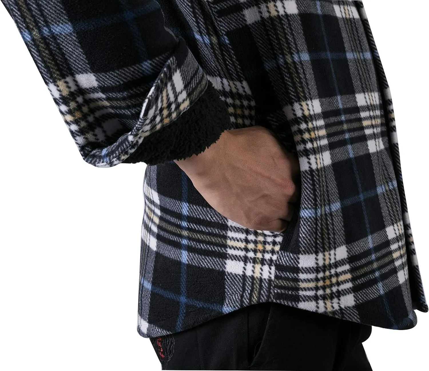 ZENTHACE Men's Warm Sherpa Lined Fleece Plaid Flannel Shirt Jacket(All Sherpa Fleece Lined)