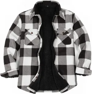 ZENTHACE Men's Warm Sherpa Lined Fleece Plaid Flannel Shirt Jacket(All Sherpa Fleece Lined)