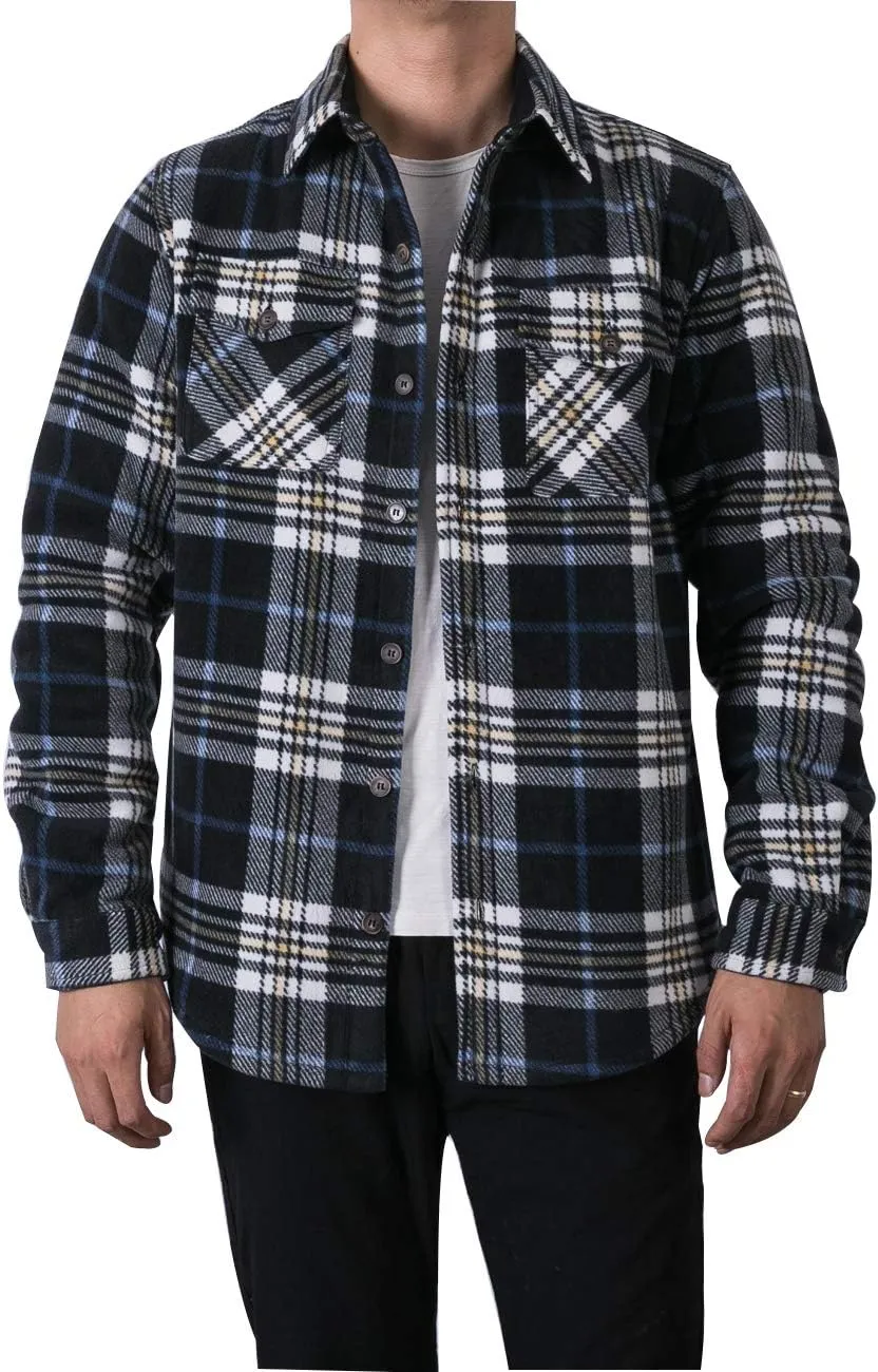 ZENTHACE Men's Warm Sherpa Lined Fleece Plaid Flannel Shirt Jacket(All Sherpa Fleece Lined)