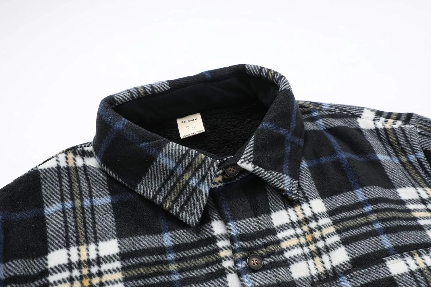 ZENTHACE Men's Warm Sherpa Lined Fleece Plaid Flannel Shirt Jacket(All Sherpa Fleece Lined)