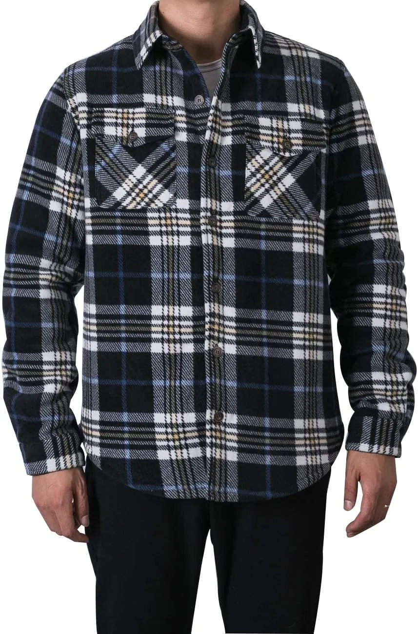 ZENTHACE Men's Warm Sherpa Lined Fleece Plaid Flannel Shirt Jacket(All Sherpa Fleece Lined)