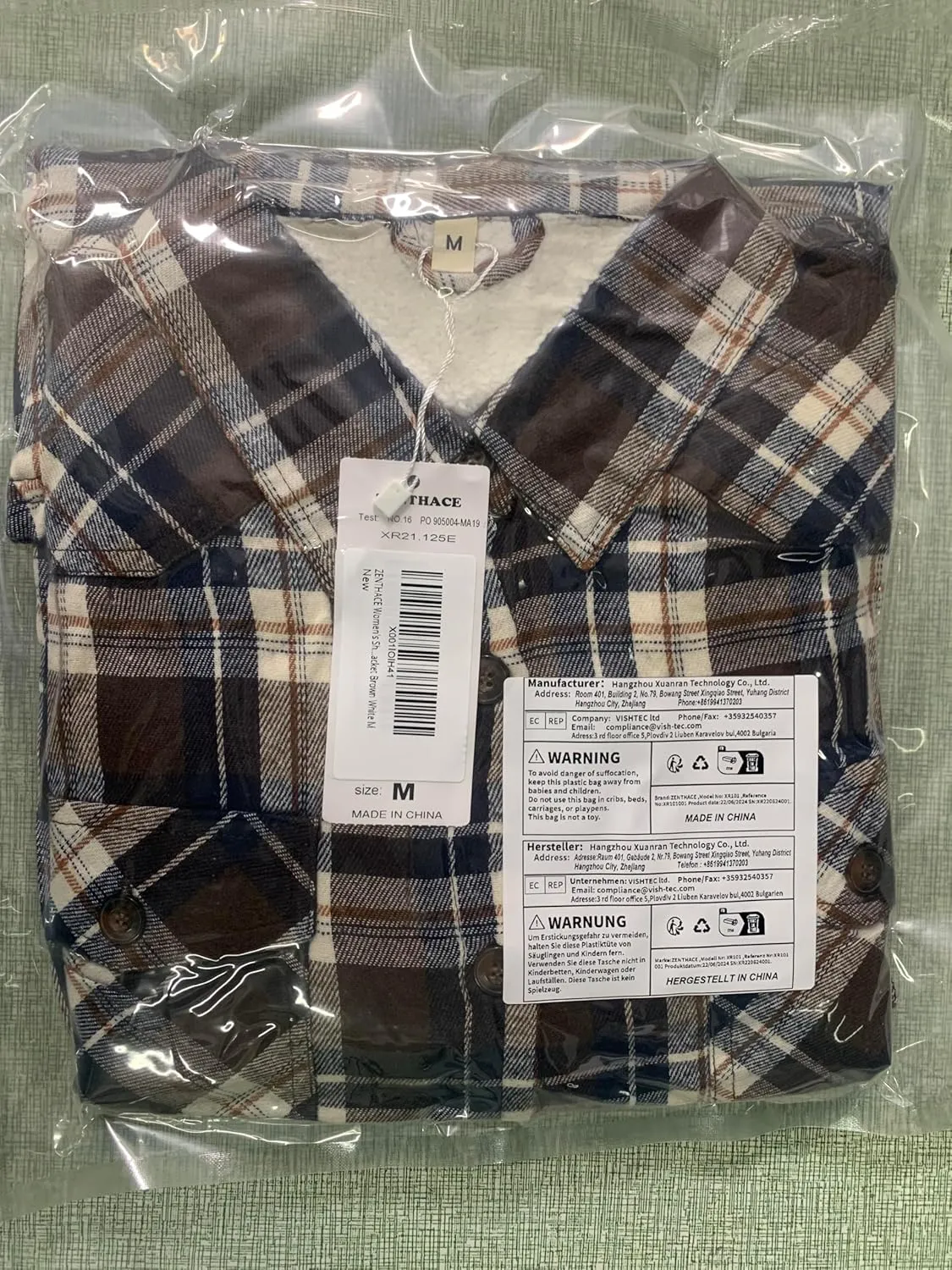 ZENTHACE Men's Warm Sherpa Lined Fleece Plaid Flannel Shirt Jacket(All Sherpa Fleece Lined)