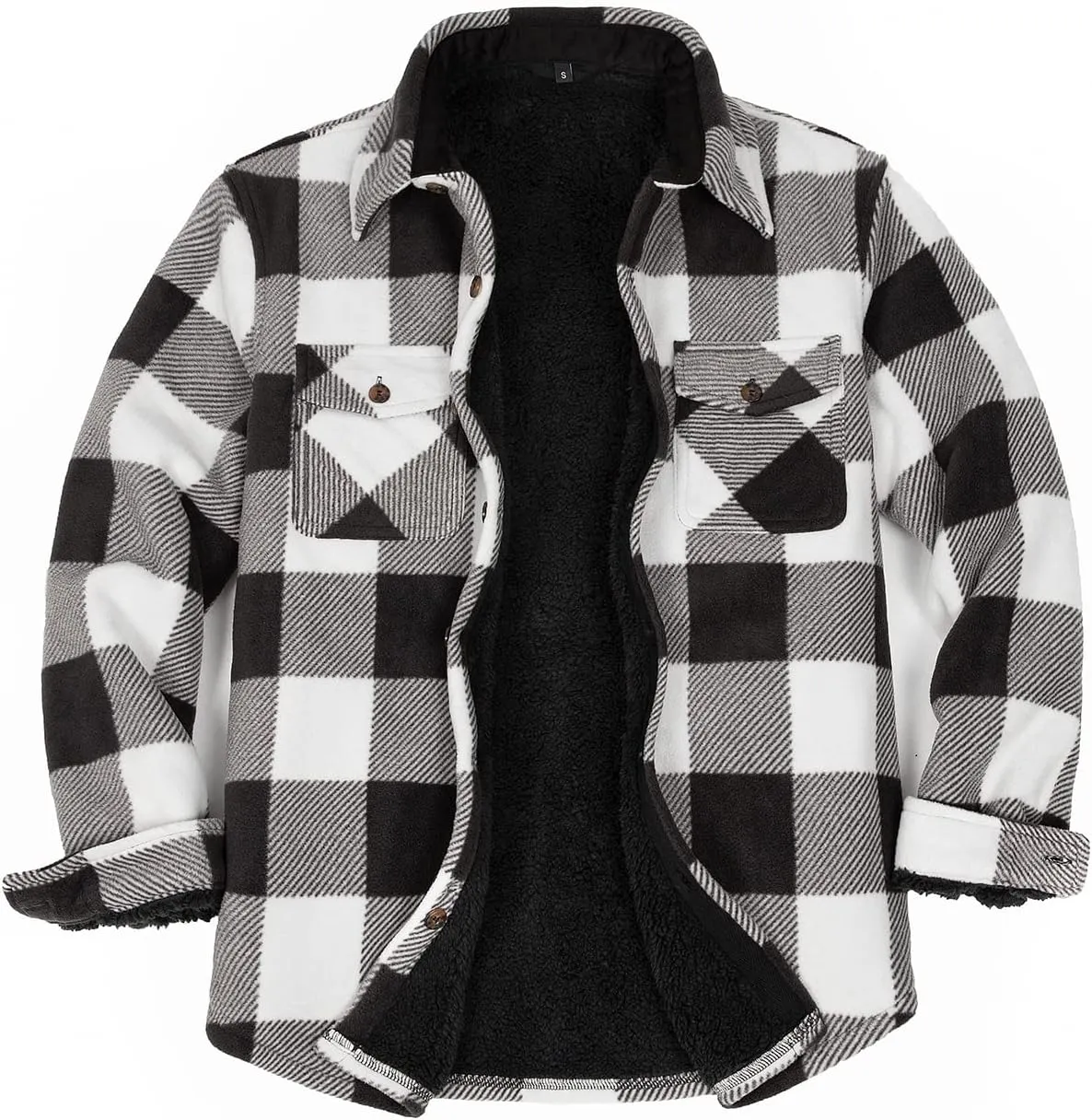 ZENTHACE Men's Warm Sherpa Lined Fleece Plaid Flannel Shirt Jacket(All Sherpa Fleece Lined)