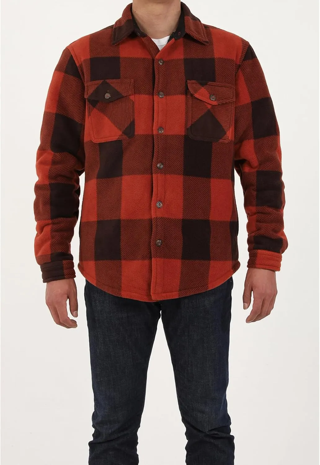 ZENTHACE Men's Warm Sherpa Lined Fleece Plaid Flannel Shirt Jacket(All Sherpa Fleece Lined)