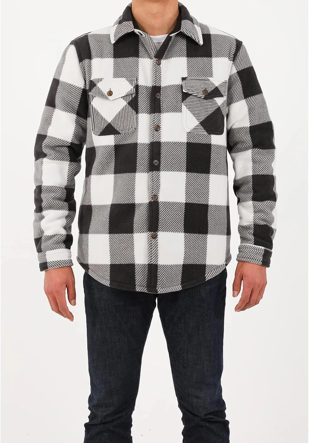 ZENTHACE Men's Warm Sherpa Lined Fleece Plaid Flannel Shirt Jacket(All Sherpa Fleece Lined)