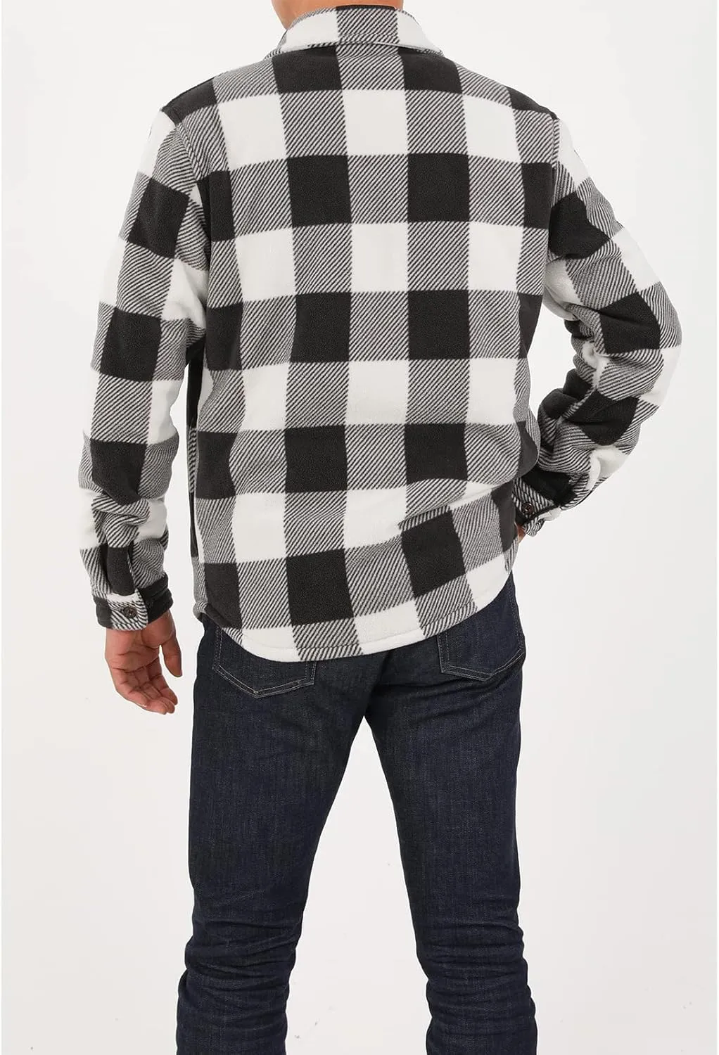 ZENTHACE Men's Warm Sherpa Lined Fleece Plaid Flannel Shirt Jacket(All Sherpa Fleece Lined)