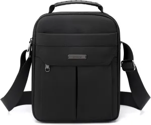 zhongningyifeng Men's Messenger Bag Small Nylon Crossbody Shoulder Bag Waterproof Casual Black Purse for Work Travel