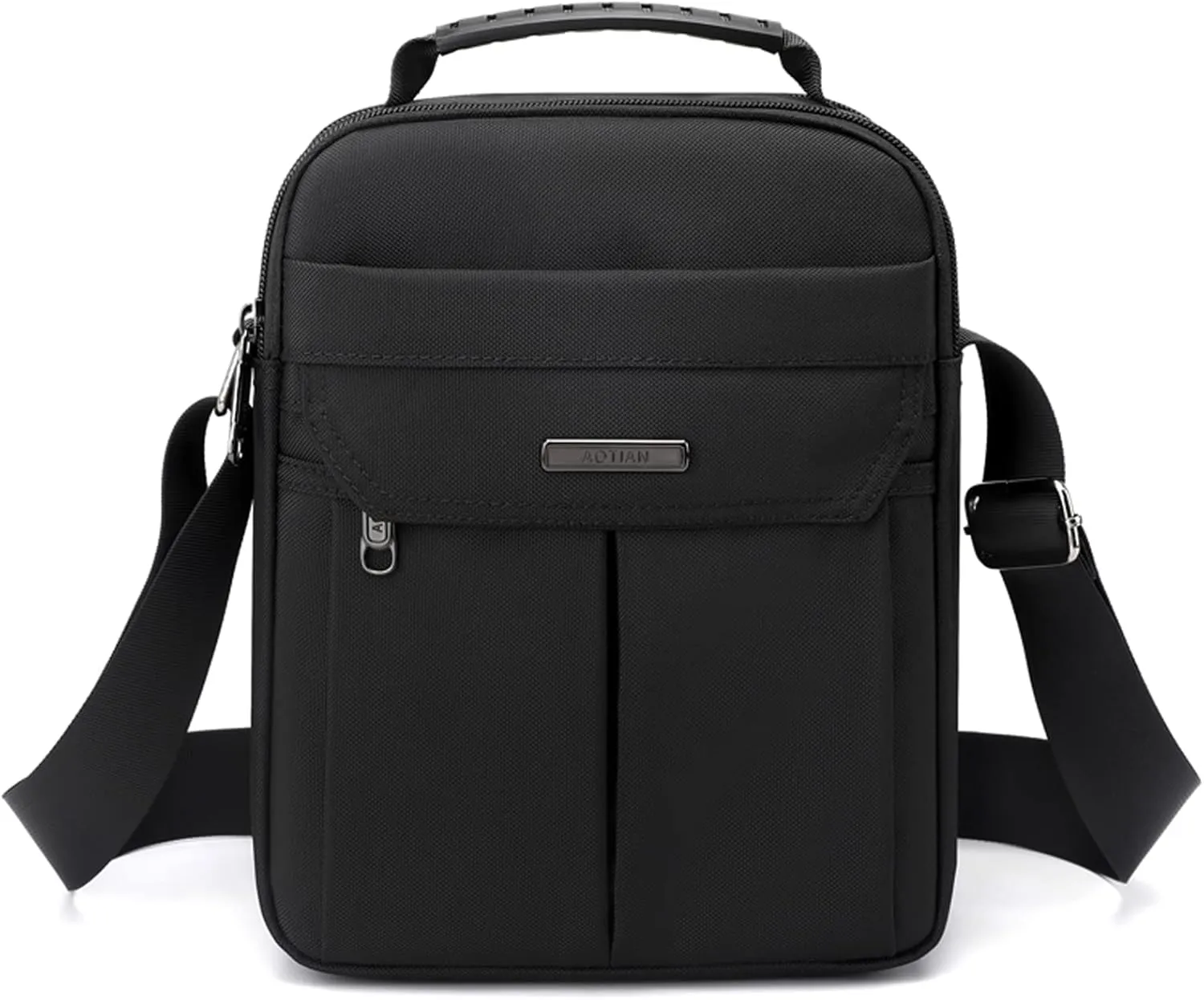 zhongningyifeng Men's Messenger Bag Small Nylon Crossbody Shoulder Bag Waterproof Casual Black Purse for Work Travel