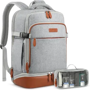 ZOMFELT Carry on Backpack, 40L Travel Backpack with Shoe Compartment, Flight Approved Weekender Backpack, Suitcase Backpacks for Travel, Water Resistant Luggage Daypack for Men & Women, Grey